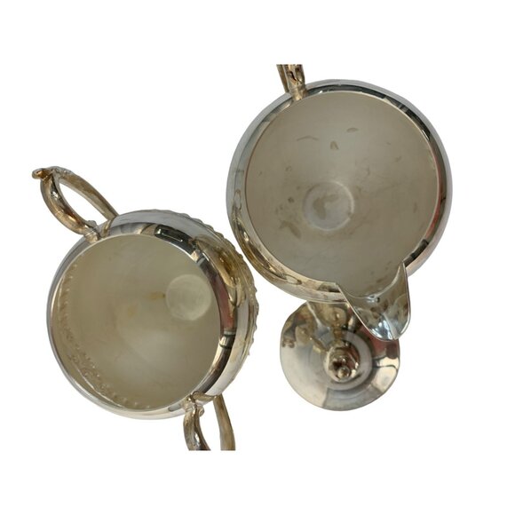Vintage Silver Plated on Copper Cream & Sugar Set + Lid Marked 7271 Bridgerton - Picture 6 of 12